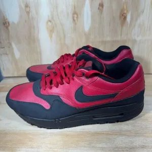 Nike Air Max 1 Black and Red Leather Shoes Men’s Size 12