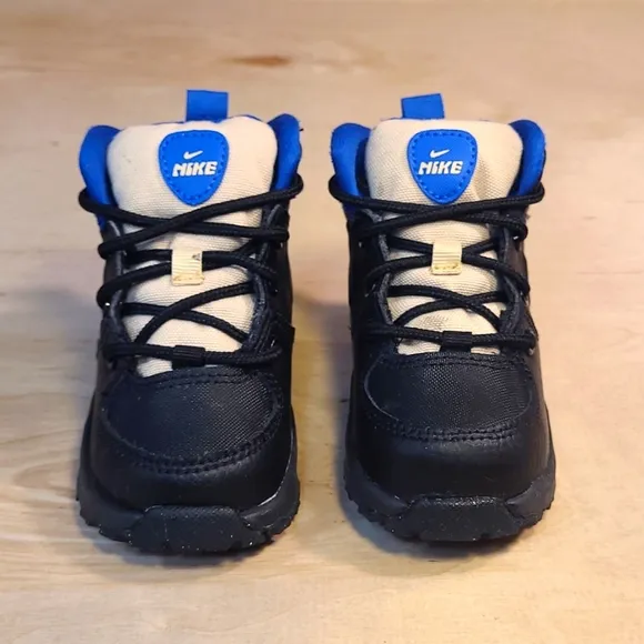 Nike Manoa TD Black Blue Leather Kids Boots BQ5374-003