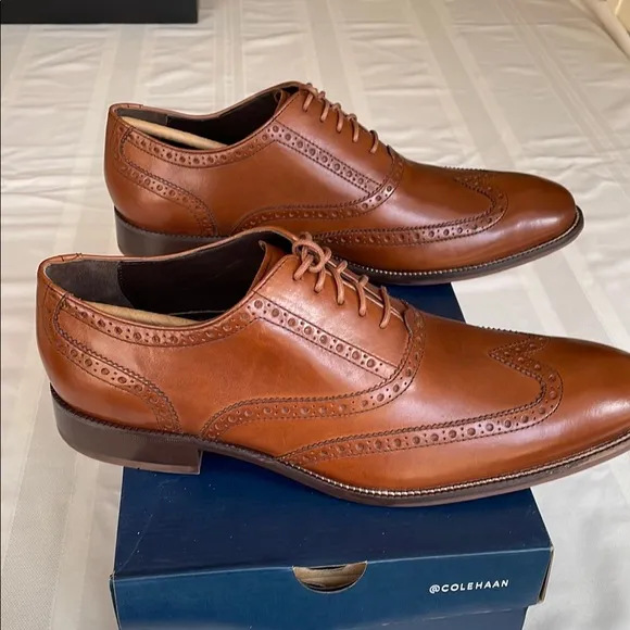 NWOT Cole Haan Men's Brown Leather Dress Shoes, Size 11.5M