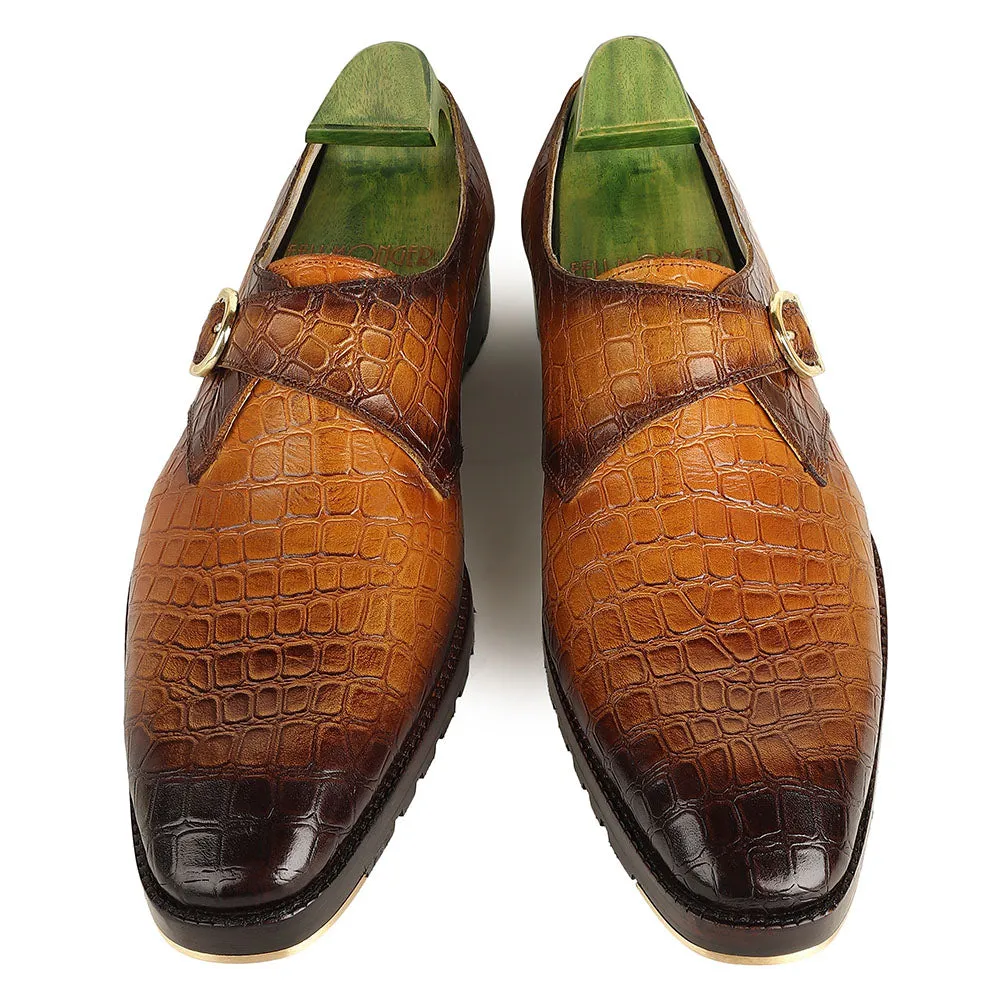 Olive Green Mirror Glossed Patina Single Monk   Commando Sole   Metal Toe