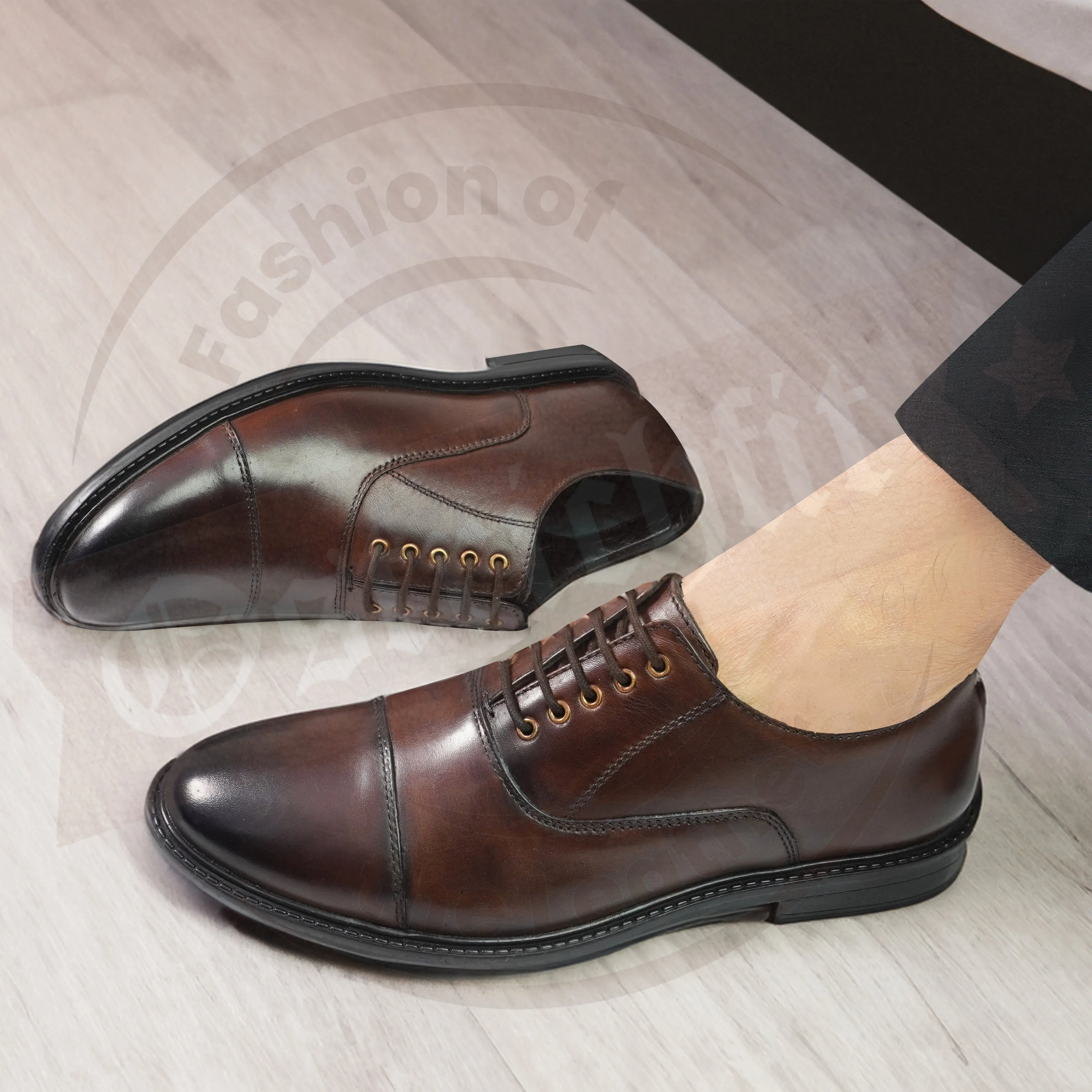 OstrichFit HANDCRAFTED OXFORD  PLAIN FORMAL LACEUP DERBY SHOES WITH CAP TOE FOR MEN ART OF-6515