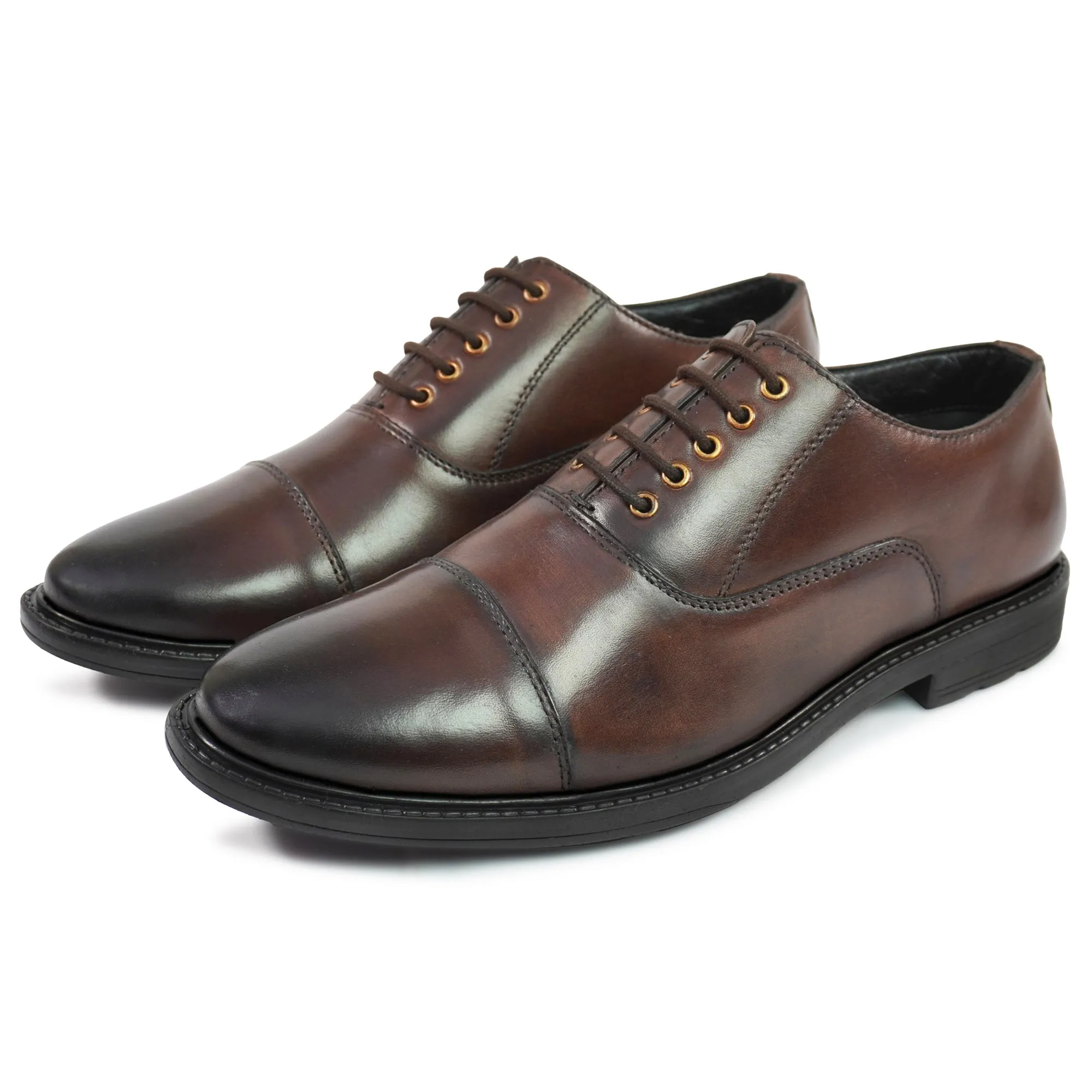 OstrichFit HANDCRAFTED OXFORD  PLAIN FORMAL LACEUP DERBY SHOES WITH CAP TOE FOR MEN ART OF-6515