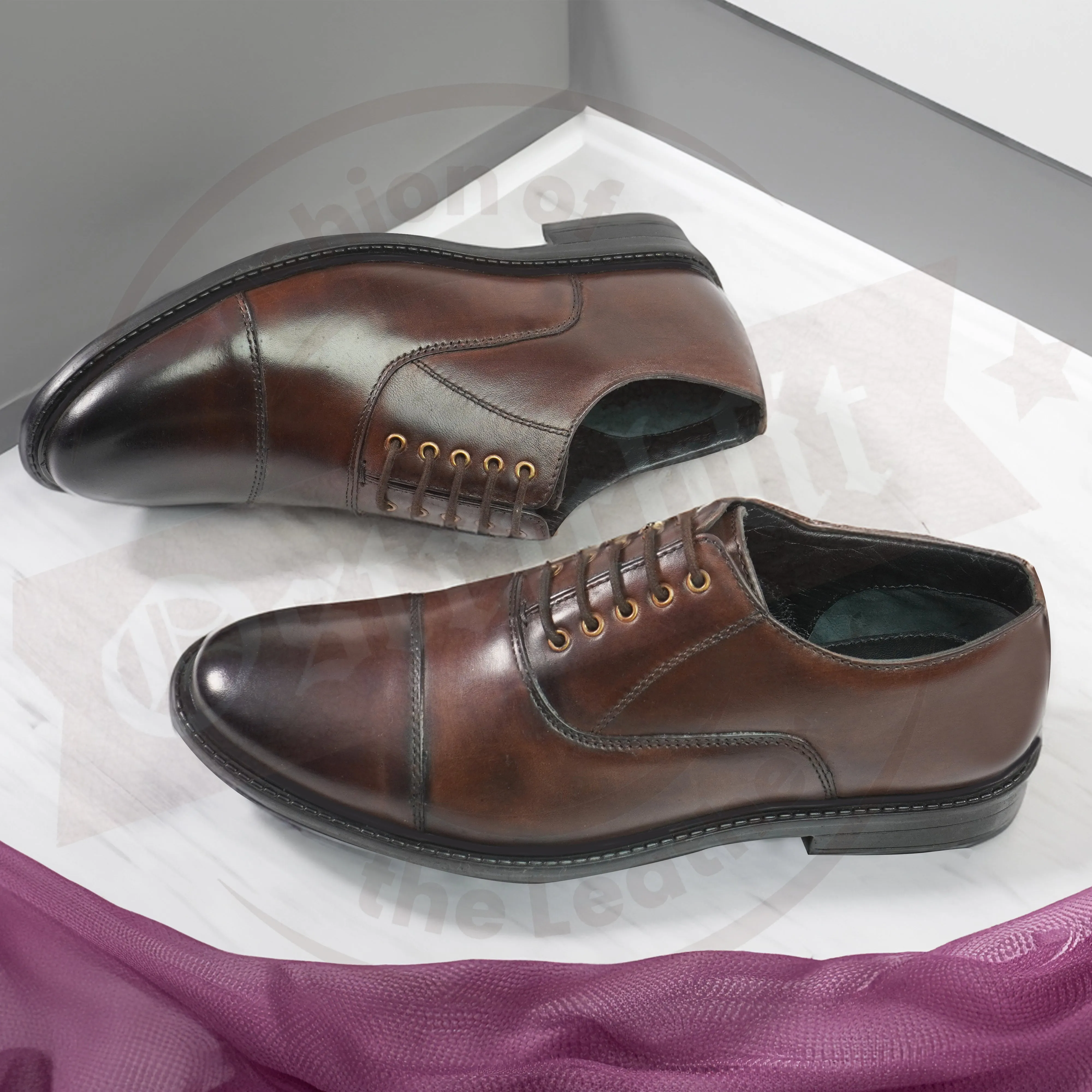 OstrichFit HANDCRAFTED OXFORD  PLAIN FORMAL LACEUP DERBY SHOES WITH CAP TOE FOR MEN ART OF-6515