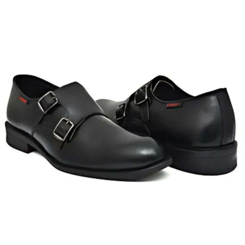 OSTRICHFITR HANDCRAFTED BLACK DOUBLE MONK STRAP FORMAL SHOES LOAFER WITH CAP TOE FOR MEN OF-6528BLK