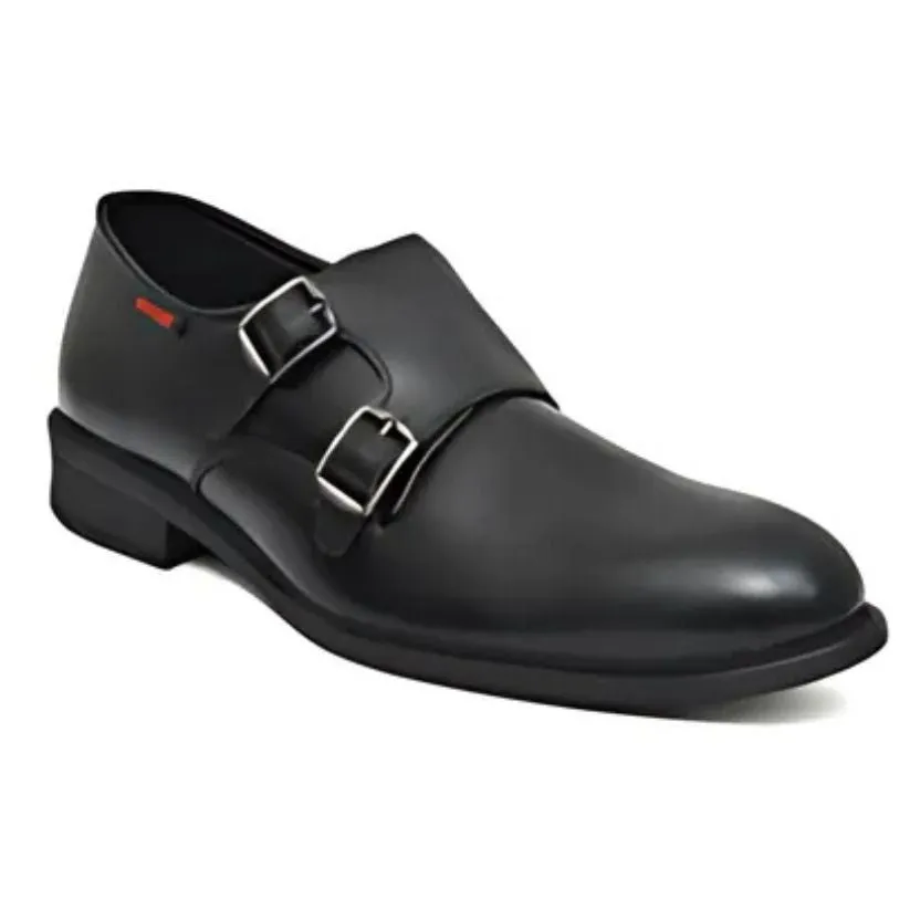 OSTRICHFITR HANDCRAFTED BLACK DOUBLE MONK STRAP FORMAL SHOES LOAFER WITH CAP TOE FOR MEN OF-6528BLK