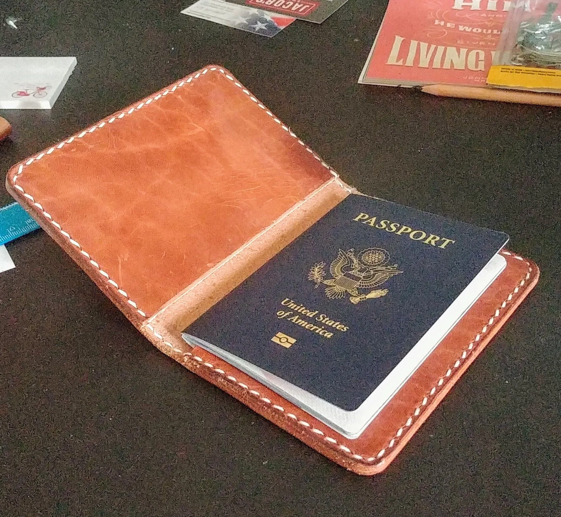 PASSPORT Cover, Passport Traveler's Notebook, *Pick Your Finish* Full-Grain Leather, 5-3/8" x 8.5" (open flat)