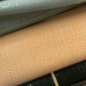 Patent Crocodile Faux Leather - Small Pattern - Bisque