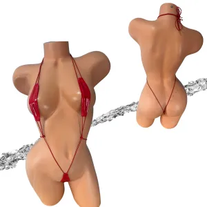 Patent Leather Red Slingshot Bikini
