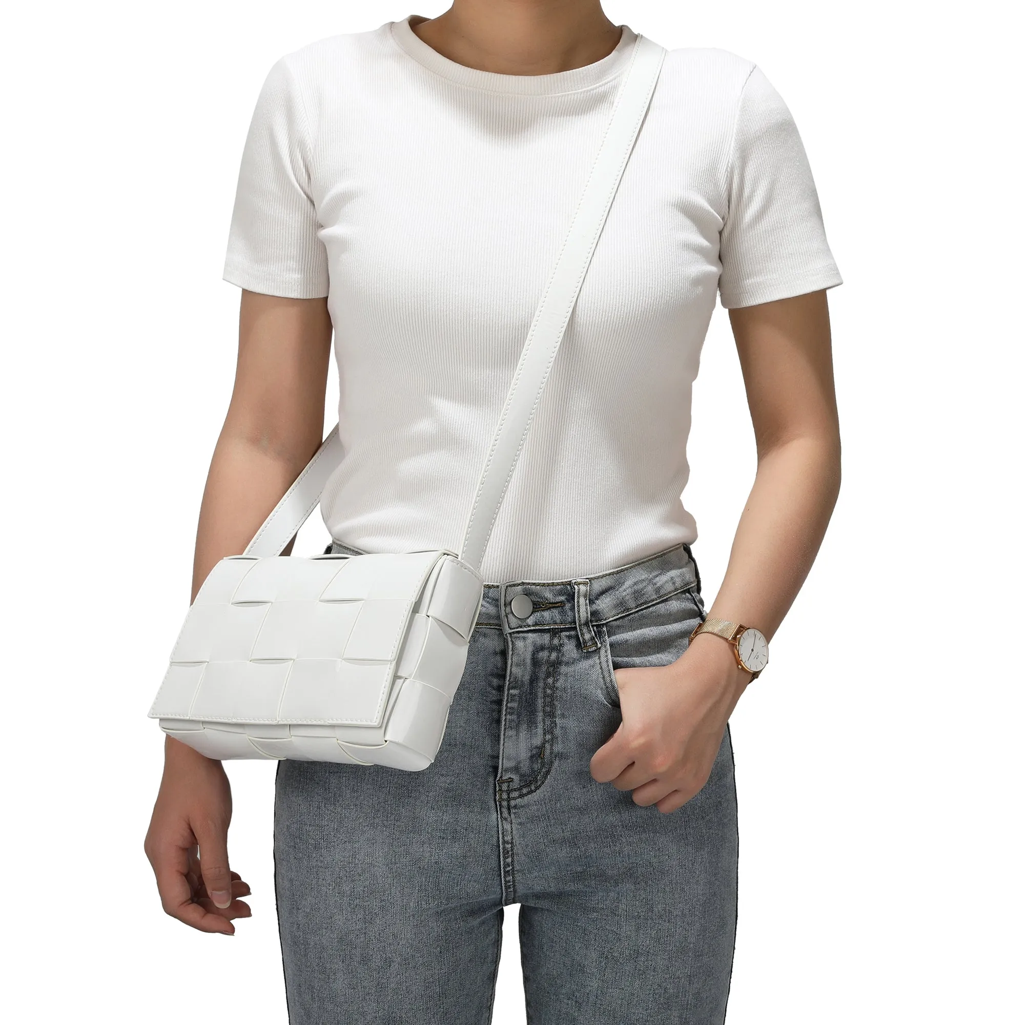 Patent Leather Woven Crossbody