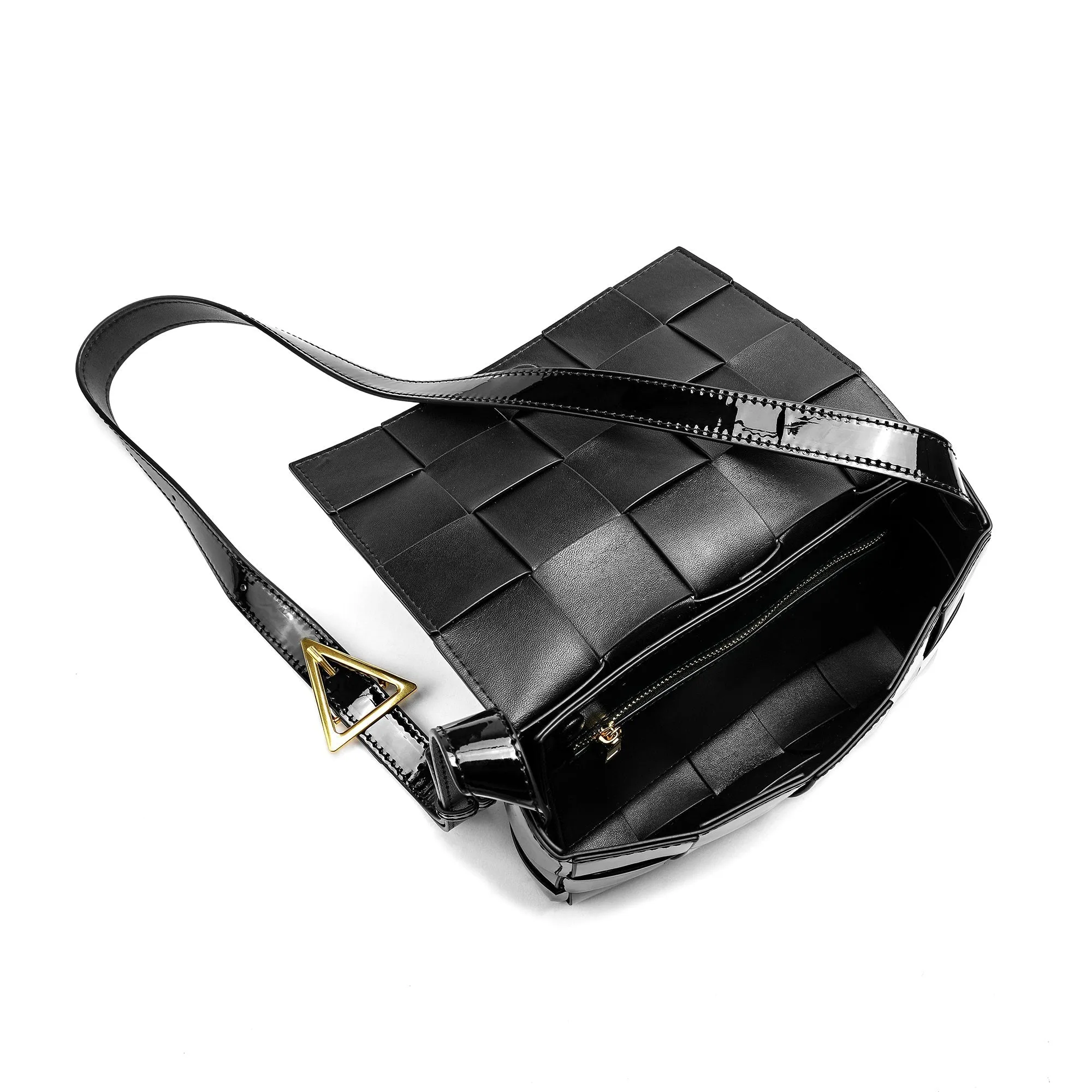 Patent Leather Woven Crossbody