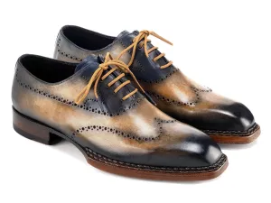 Paul Parkman Men's Goodyear Welted Wingtip Oxfords in Camel & Navy
