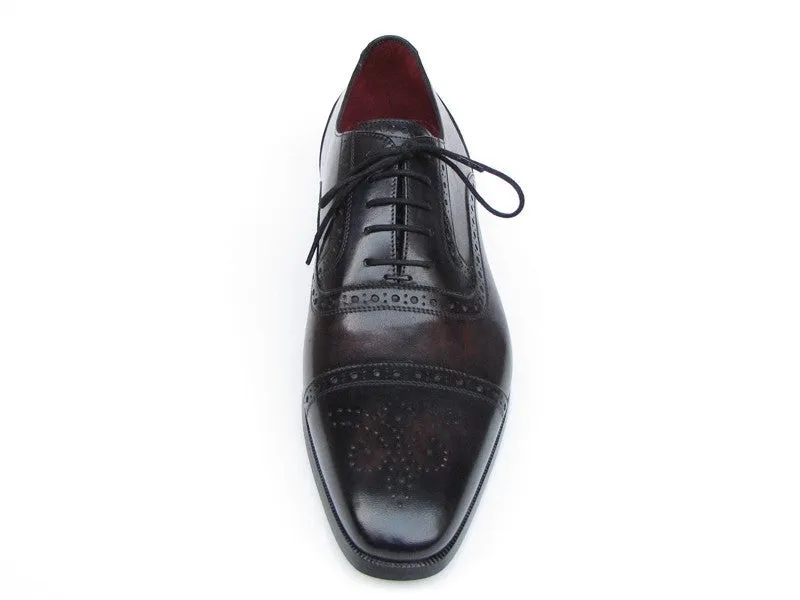 Paul Parkman Men's Hand-Painted Leather Captoe Oxfords in Bronze & Black
