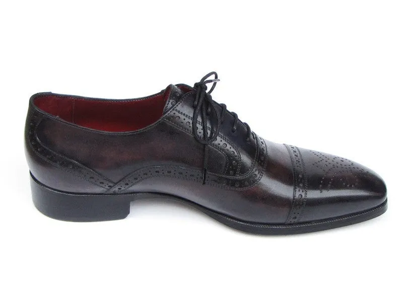 Paul Parkman Men's Hand-Painted Leather Captoe Oxfords in Bronze & Black
