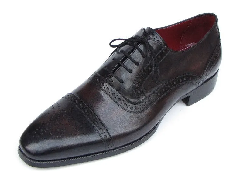 Paul Parkman Men's Hand-Painted Leather Captoe Oxfords in Bronze & Black