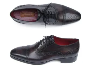 Paul Parkman Men's Hand-Painted Leather Captoe Oxfords in Bronze & Black