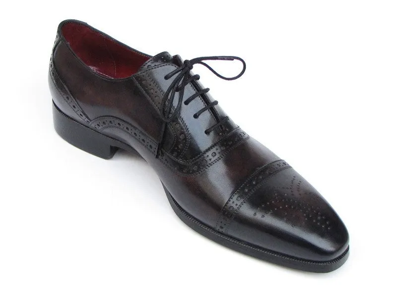Paul Parkman Men's Hand-Painted Leather Captoe Oxfords in Bronze & Black