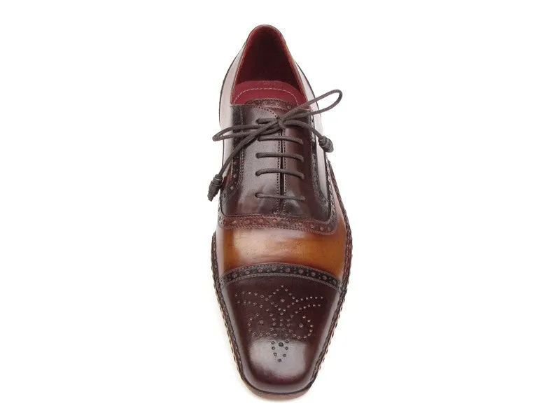 Paul Parkman Men's Hand-Painted Leather Captoe Oxfords in Brown