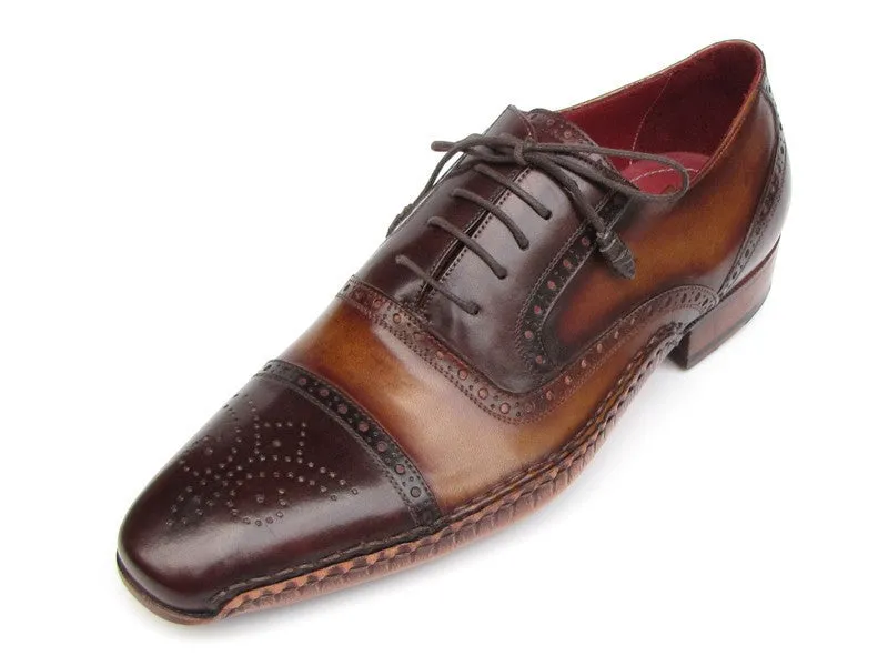 Paul Parkman Men's Hand-Painted Leather Captoe Oxfords in Brown