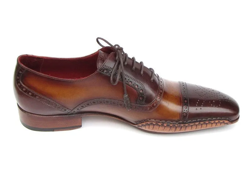 Paul Parkman Men's Hand-Painted Leather Captoe Oxfords in Brown