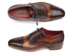 Paul Parkman Men's Hand-Painted Leather Captoe Oxfords in Brown