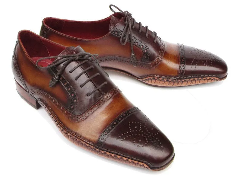 Paul Parkman Men's Hand-Painted Leather Captoe Oxfords in Brown
