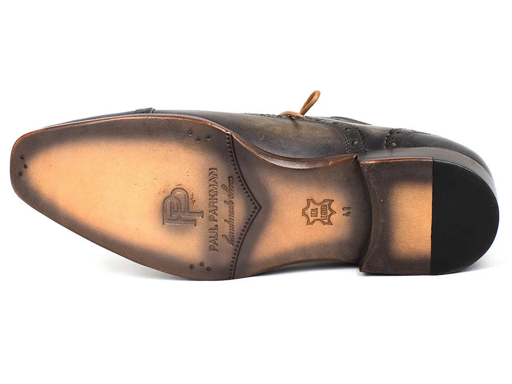 Paul Parkman Men's Hand-Painted Leather Captoe Oxfords in Gray