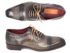 Paul Parkman Men's Hand-Painted Leather Captoe Oxfords in Gray