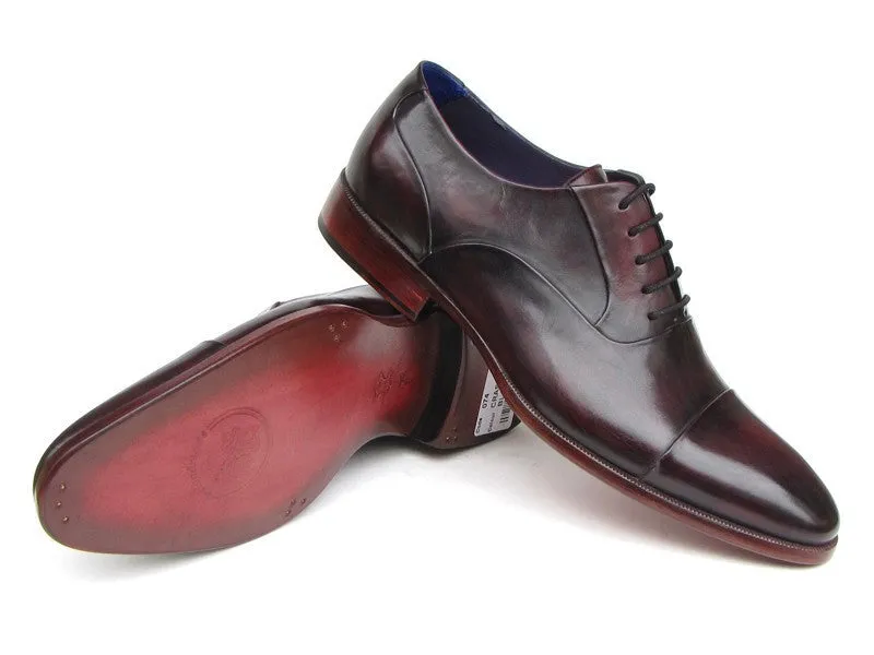 Paul Parkman Men's Hand-Painted Leather Oxfords in Black & Purple