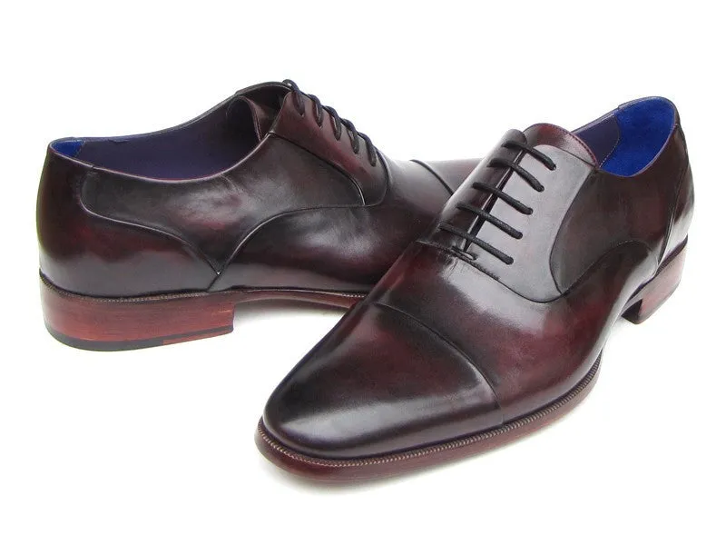 Paul Parkman Men's Hand-Painted Leather Oxfords in Black & Purple