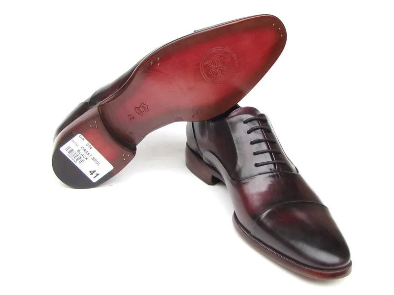 Paul Parkman Men's Hand-Painted Leather Oxfords in Black & Purple
