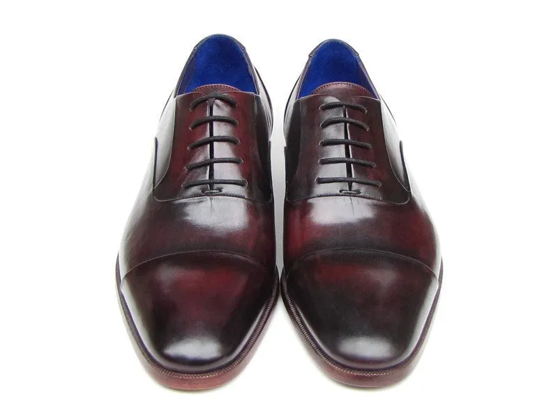Paul Parkman Men's Hand-Painted Leather Oxfords in Black & Purple