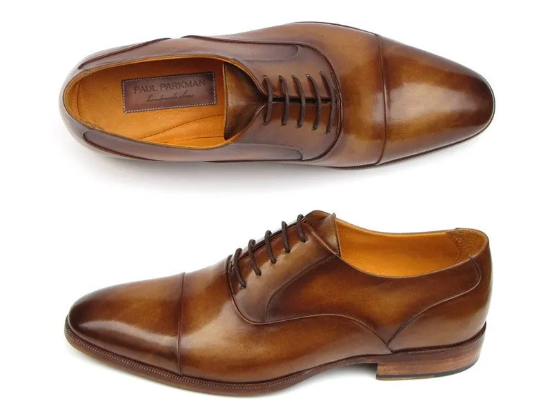 Paul Parkman Men's Hand-Painted Leather Oxfords in Brown