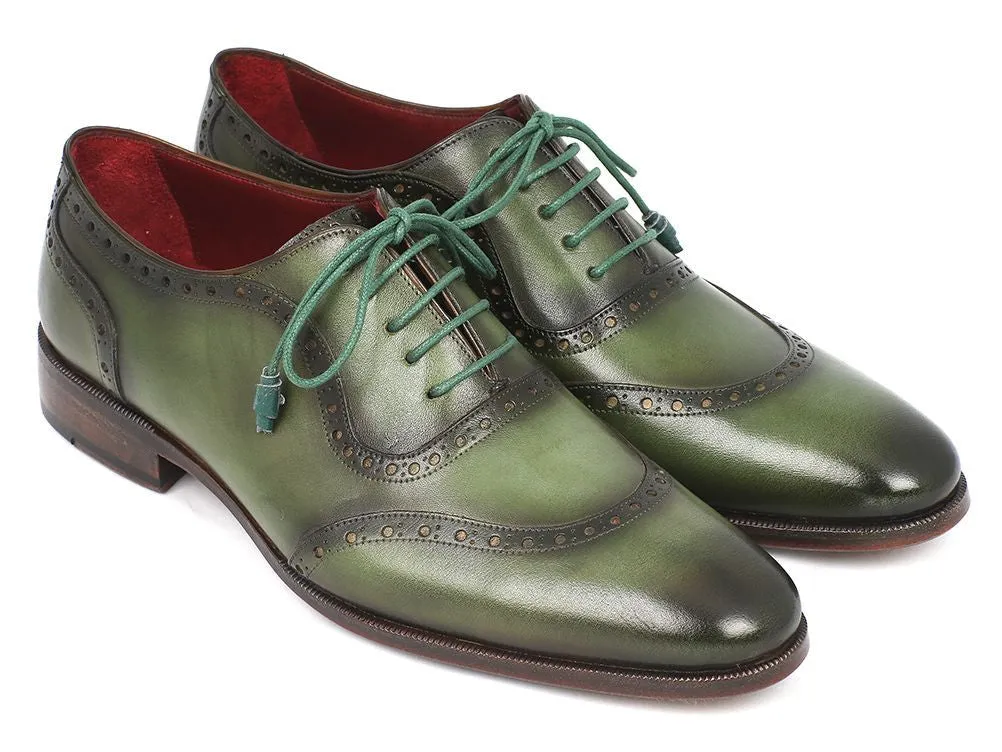 Paul Parkman Men's Hand-Painted Leather Oxfords in Green