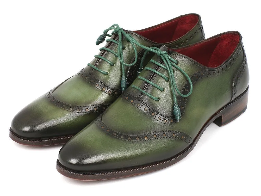 Paul Parkman Men's Hand-Painted Leather Oxfords in Green