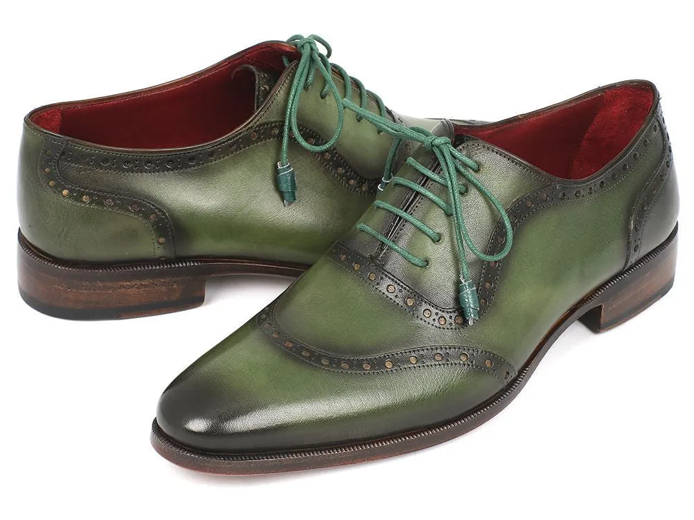 Paul Parkman Men's Hand-Painted Leather Oxfords in Green