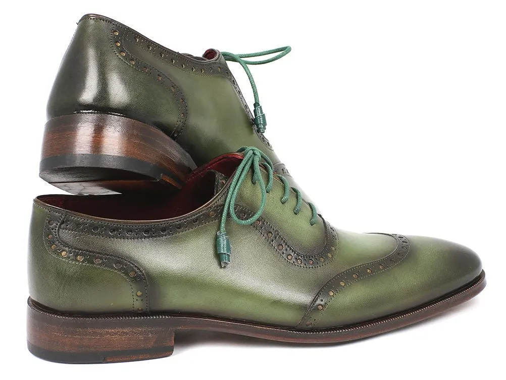 Paul Parkman Men's Hand-Painted Leather Oxfords in Green