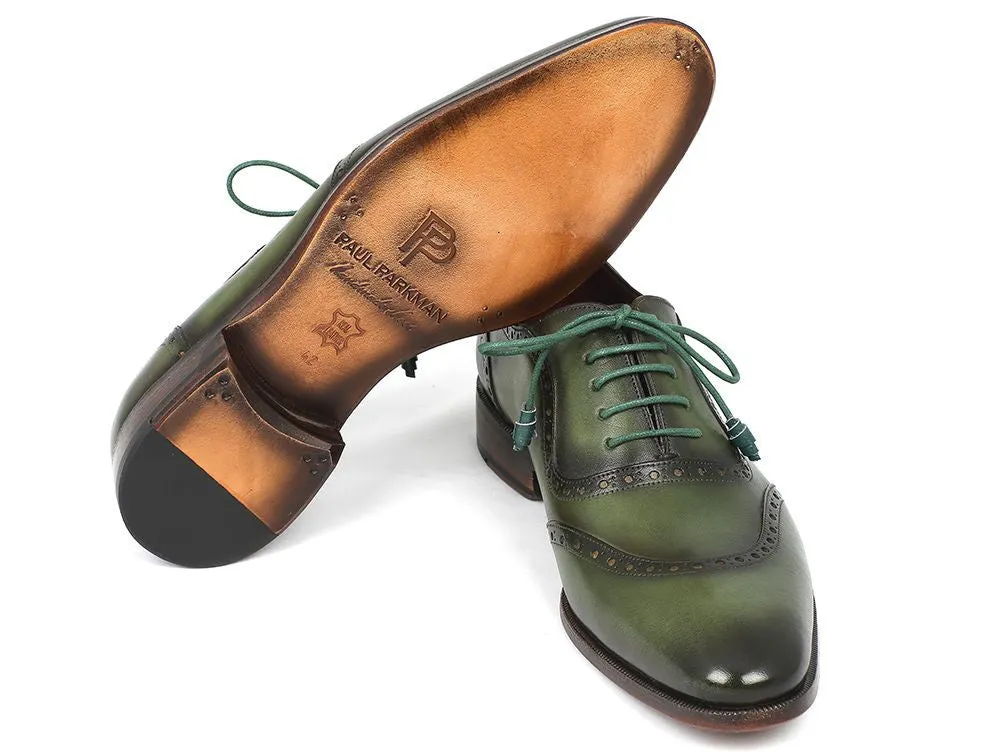 Paul Parkman Men's Hand-Painted Leather Oxfords in Green