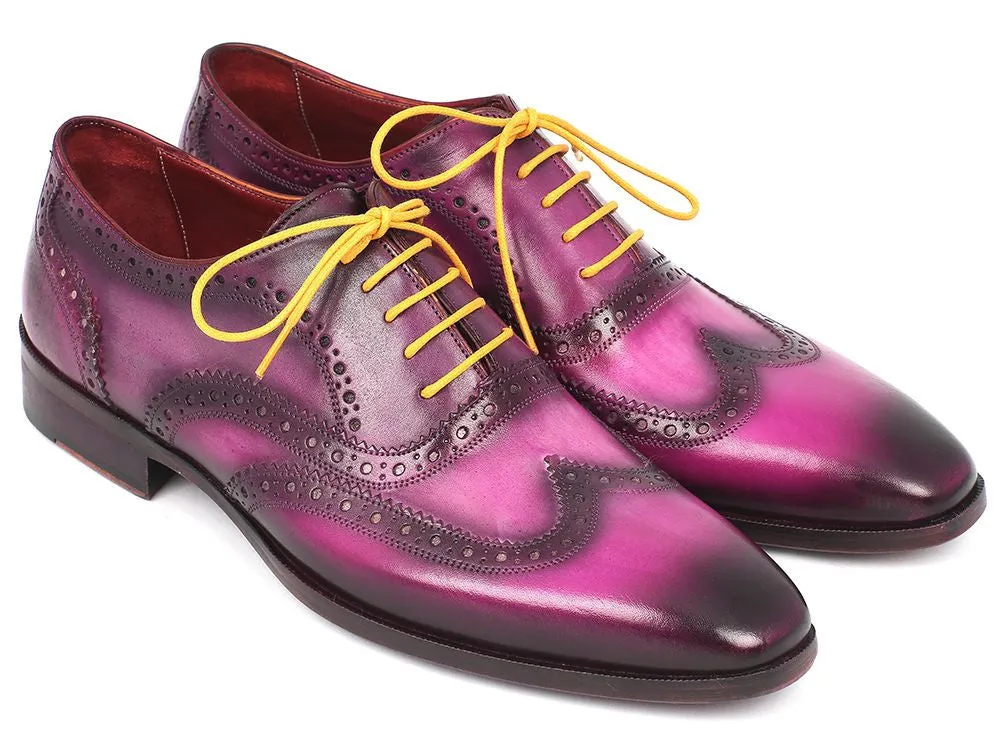 Paul Parkman Men's Hand-Painted Leather Wingtip Oxfords in Lilac