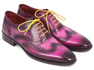 Paul Parkman Men's Hand-Painted Leather Wingtip Oxfords in Lilac