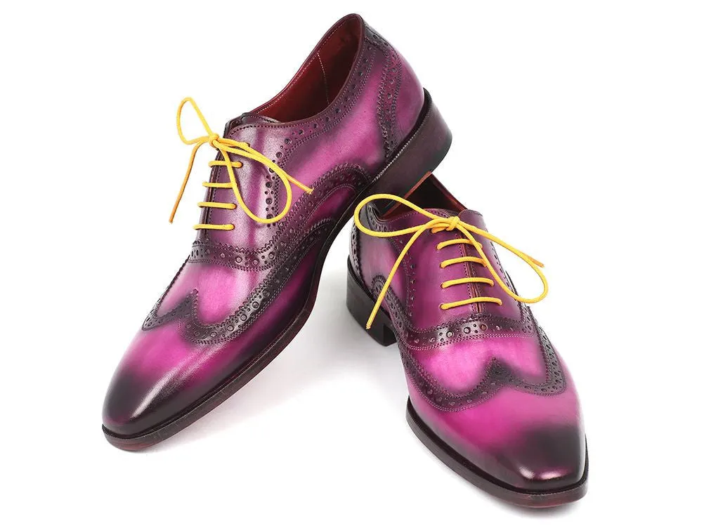 Paul Parkman Men's Hand-Painted Leather Wingtip Oxfords in Lilac
