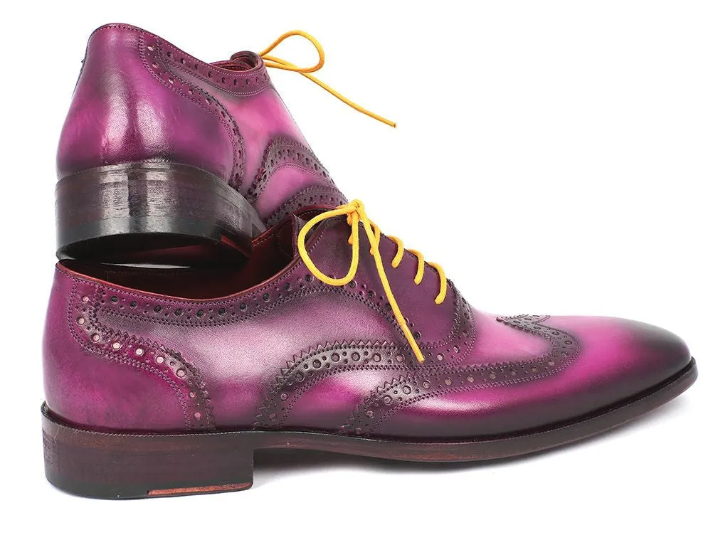 Paul Parkman Men's Hand-Painted Leather Wingtip Oxfords in Lilac