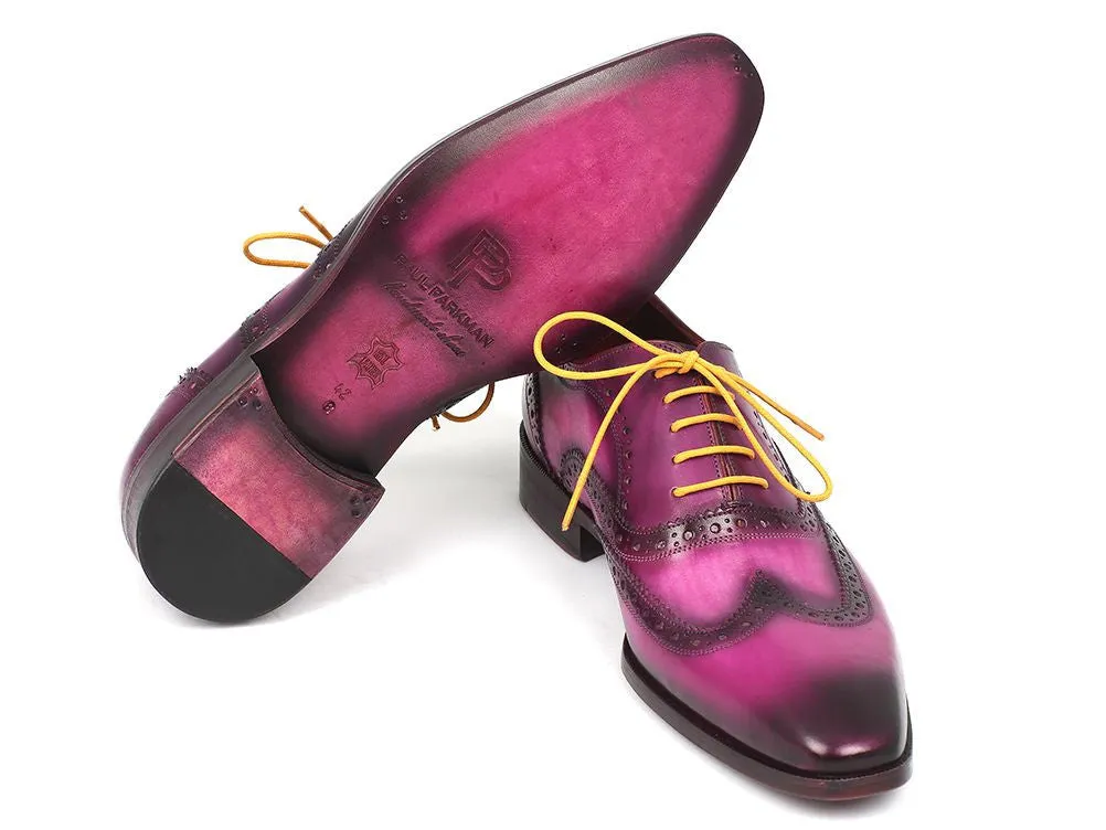 Paul Parkman Men's Hand-Painted Leather Wingtip Oxfords in Lilac