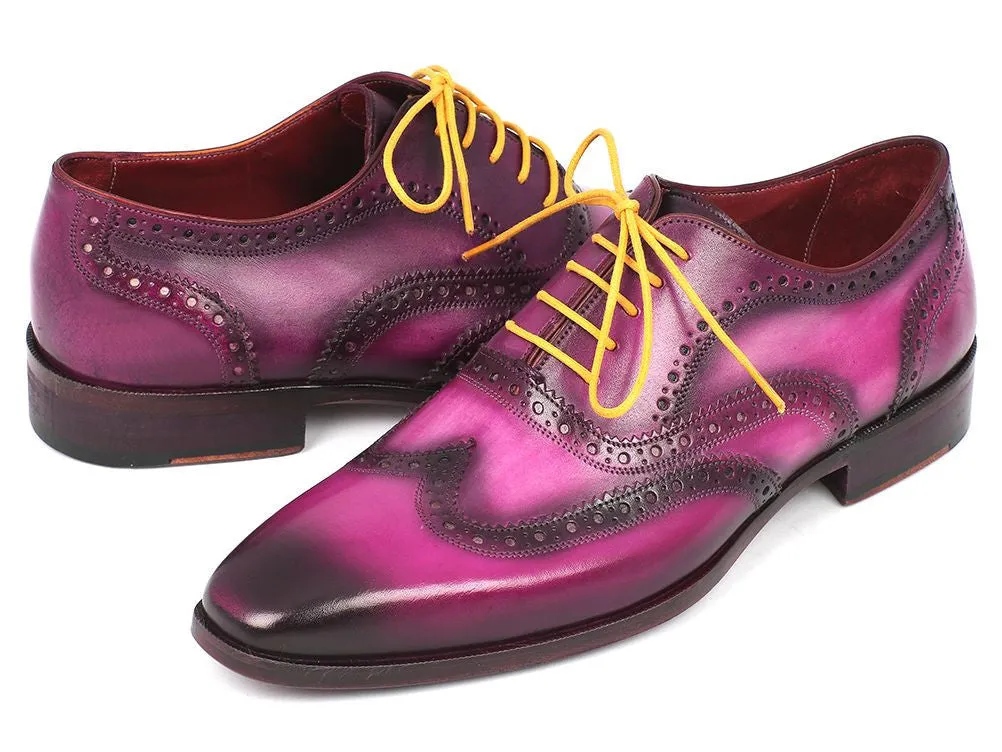Paul Parkman Men's Hand-Painted Leather Wingtip Oxfords in Lilac