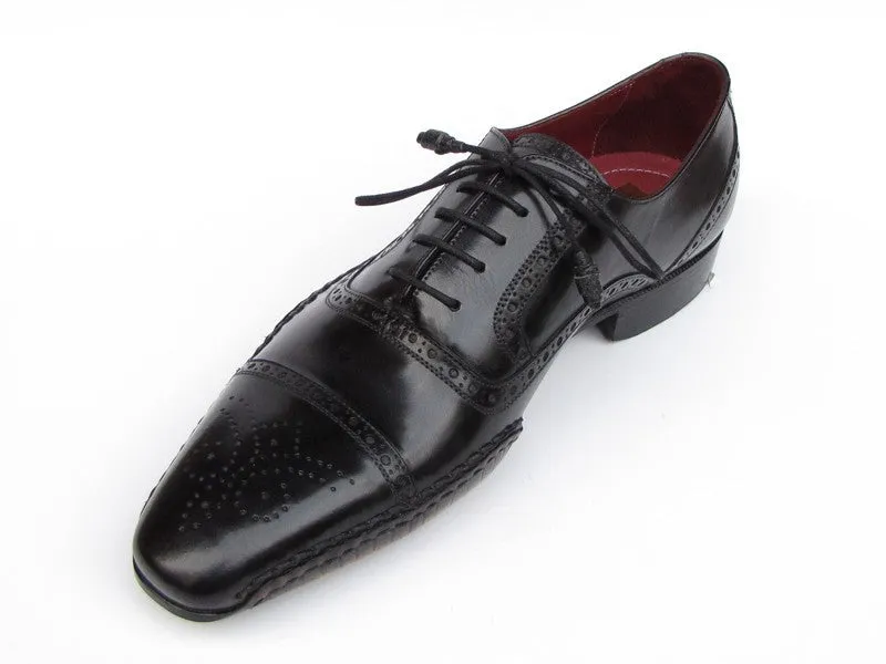 Paul Parkman Men's Handsewn Captoe Oxfords in Black