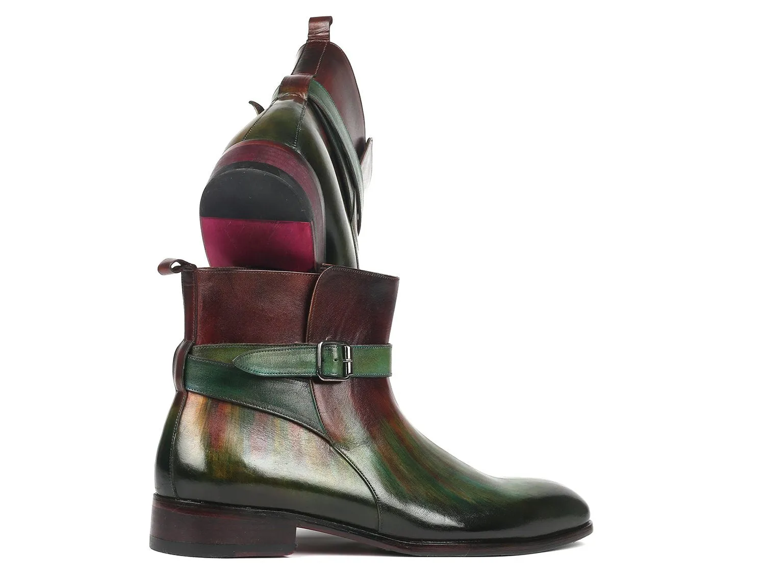 Paul Parkman Men's Jodhpur Boots in Green & Bordeaux