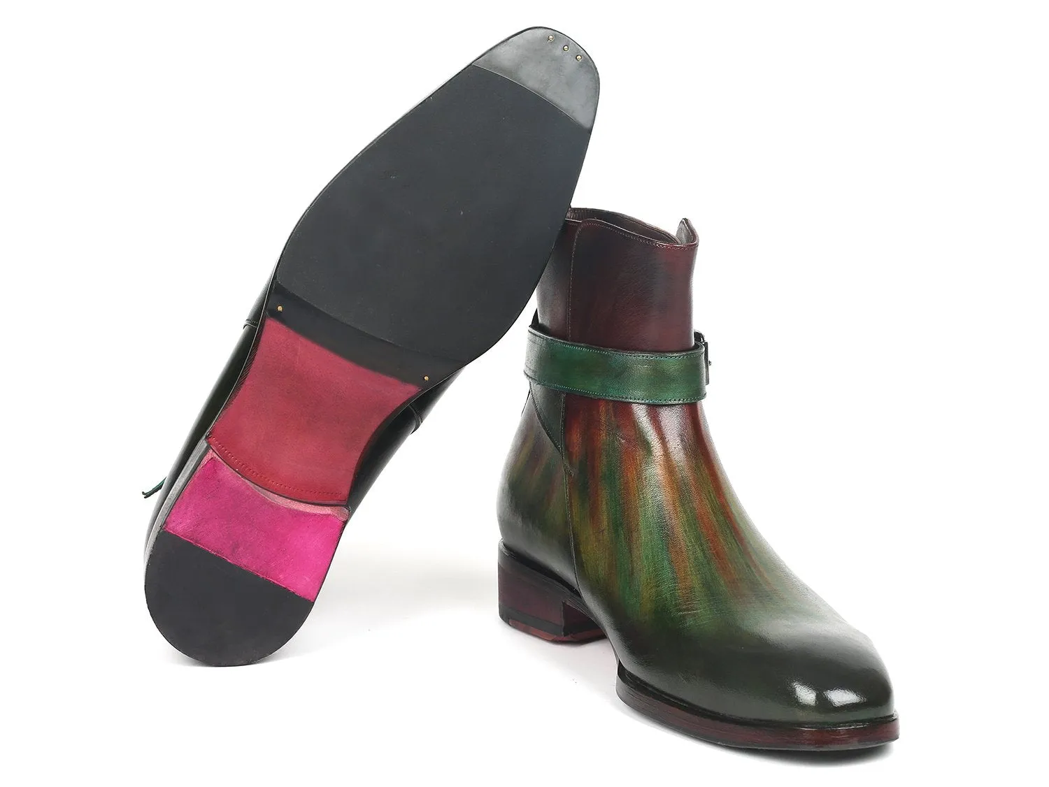 Paul Parkman Men's Jodhpur Boots in Green & Bordeaux