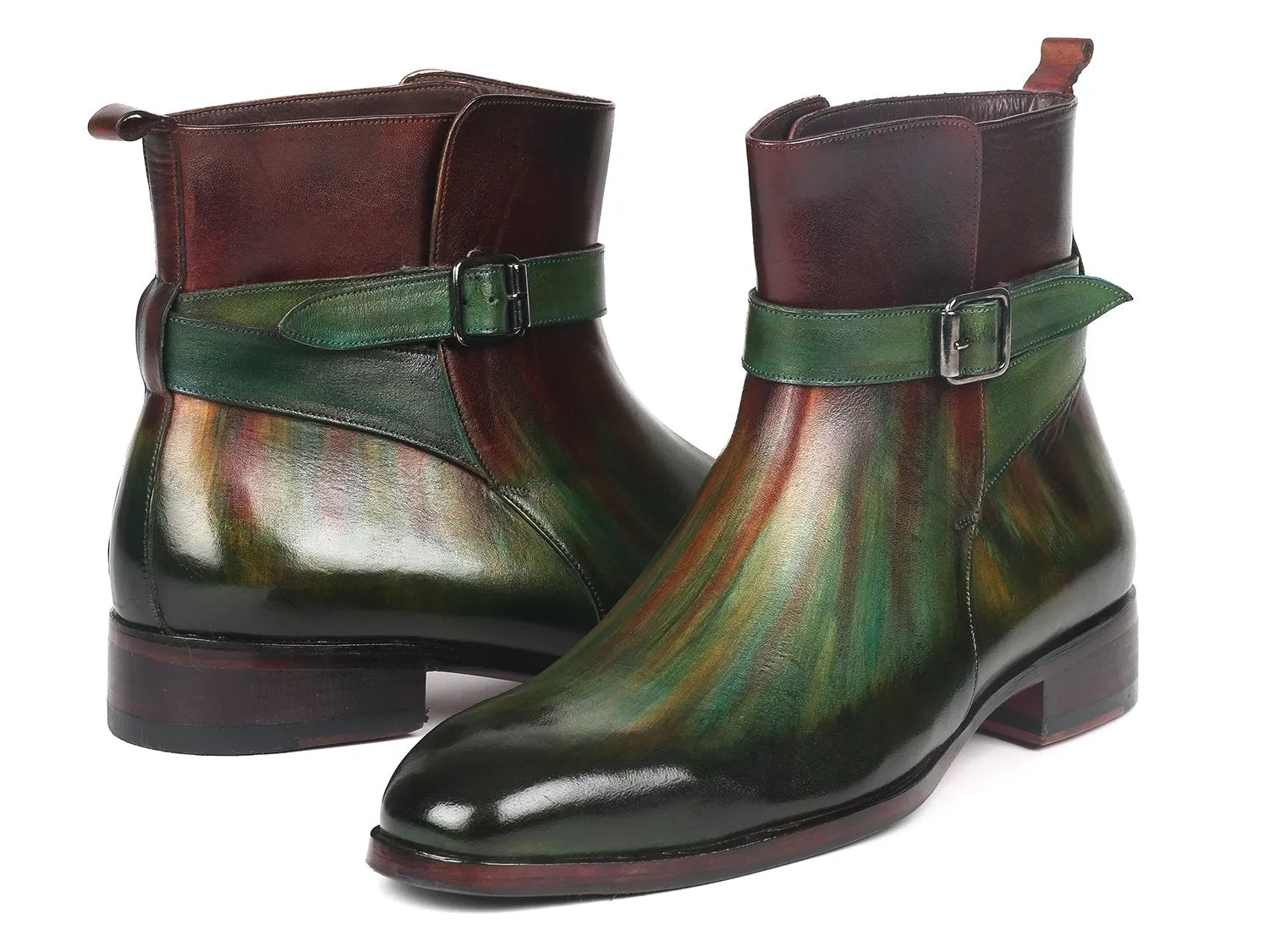 Paul Parkman Men's Jodhpur Boots in Green & Bordeaux