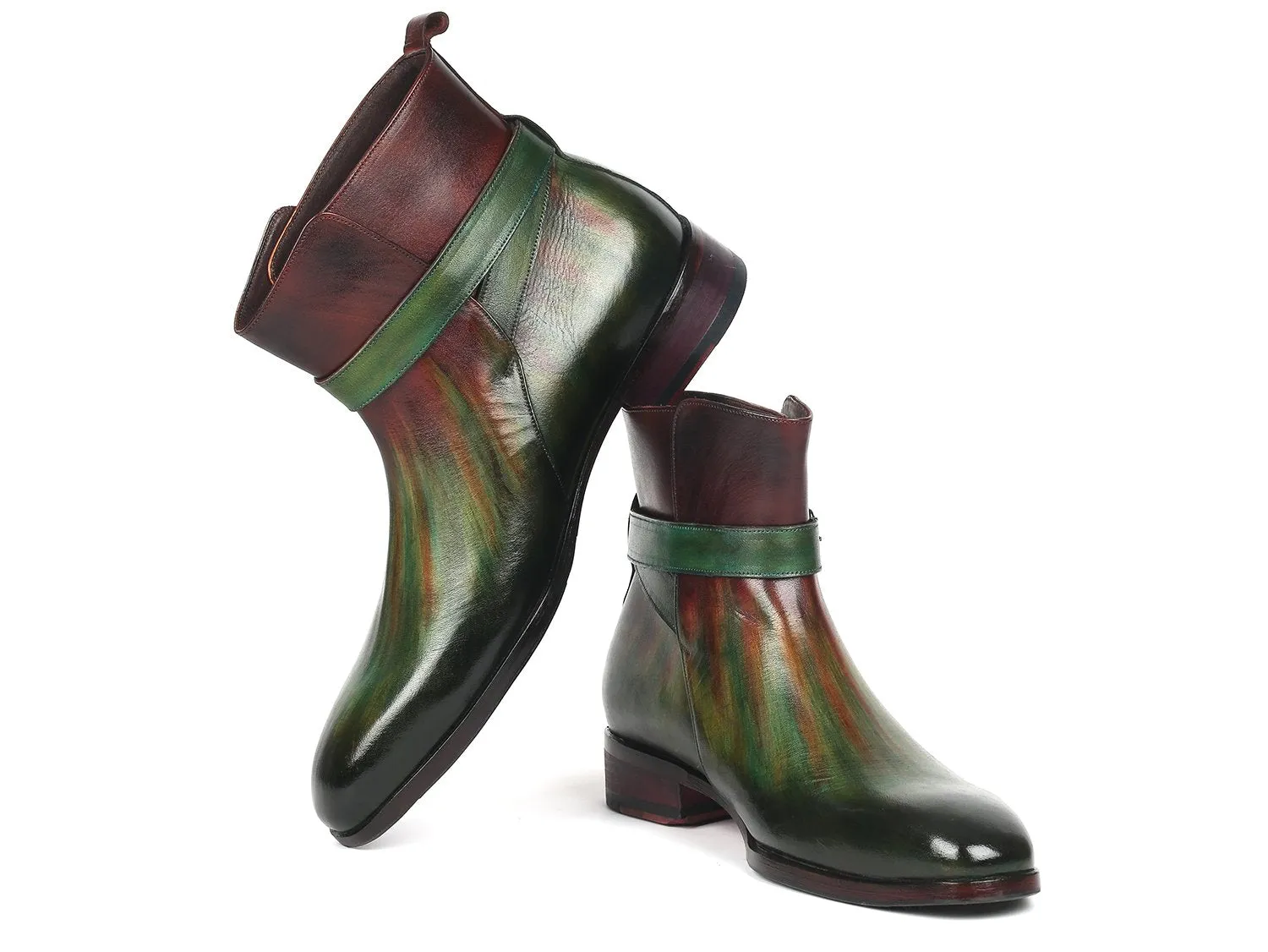 Paul Parkman Men's Jodhpur Boots in Green & Bordeaux