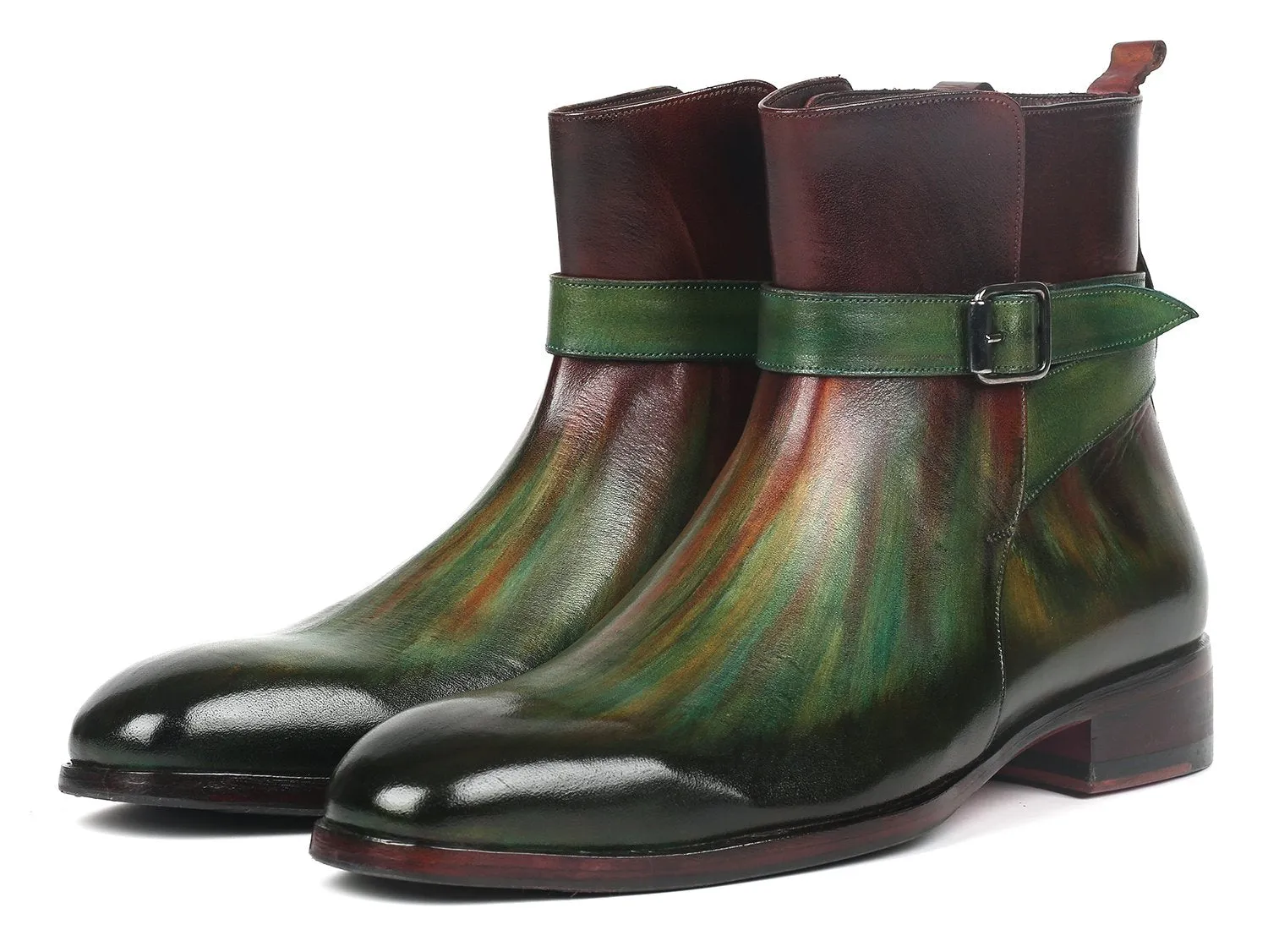 Paul Parkman Men's Jodhpur Boots in Green & Bordeaux