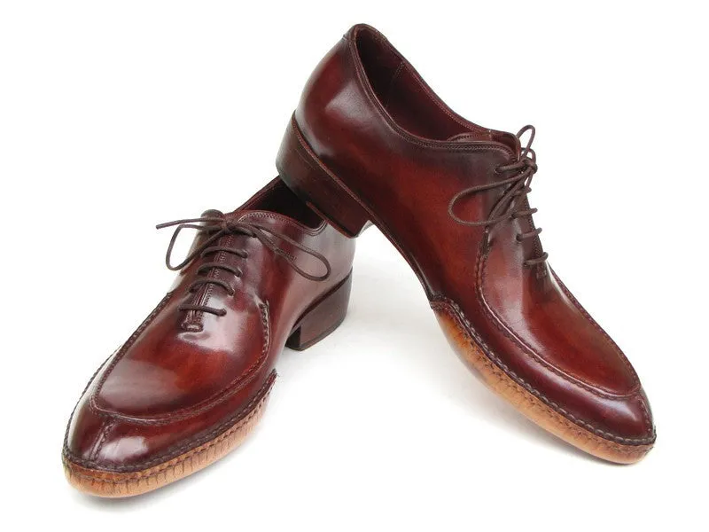 Paul Parkman Men's Side Handsewn Leather Split-toe Oxfords in Burgundy